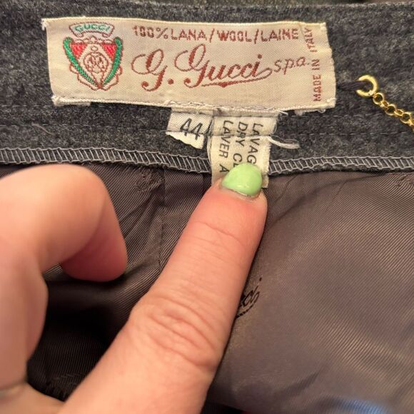 Vintage 80s Gucci wool skirt suit wool and leather - Picture 11 of 16